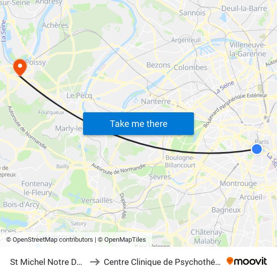 St Michel Notre Dame to Centre Clinique de Psychothérapie map