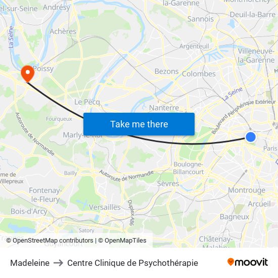 Madeleine to Centre Clinique de Psychothérapie map