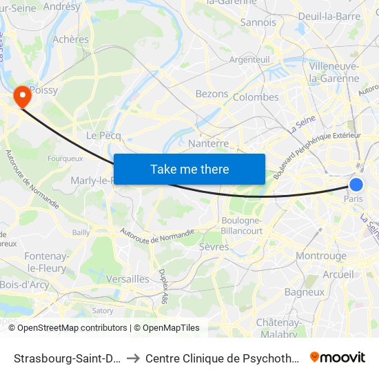 Strasbourg-Saint-Denis to Centre Clinique de Psychothérapie map