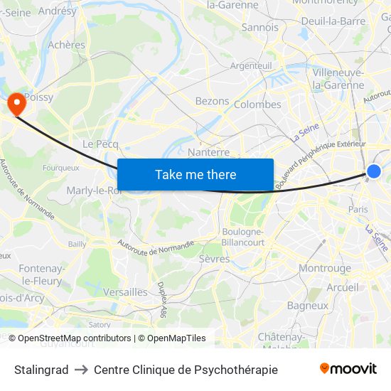 Stalingrad to Centre Clinique de Psychothérapie map