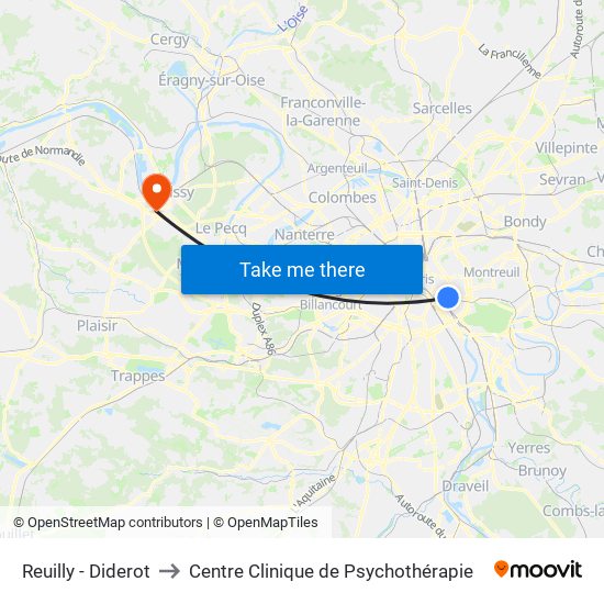 Reuilly - Diderot to Centre Clinique de Psychothérapie map