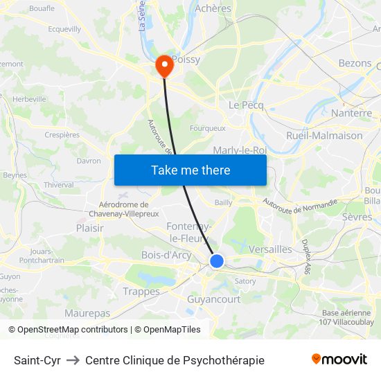 Saint-Cyr to Centre Clinique de Psychothérapie map