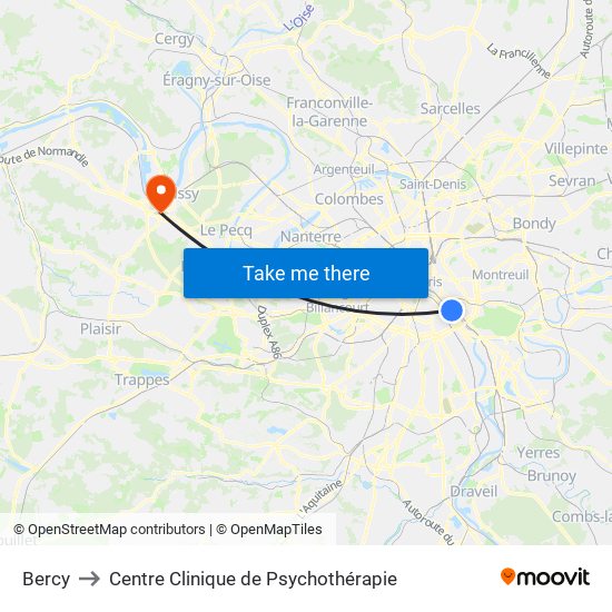 Bercy to Centre Clinique de Psychothérapie map