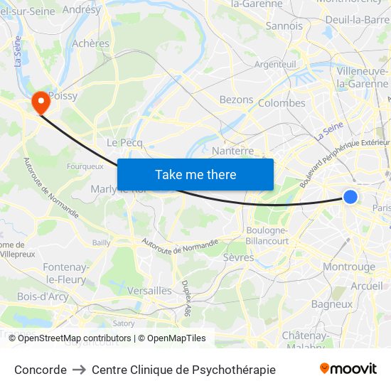 Concorde to Centre Clinique de Psychothérapie map