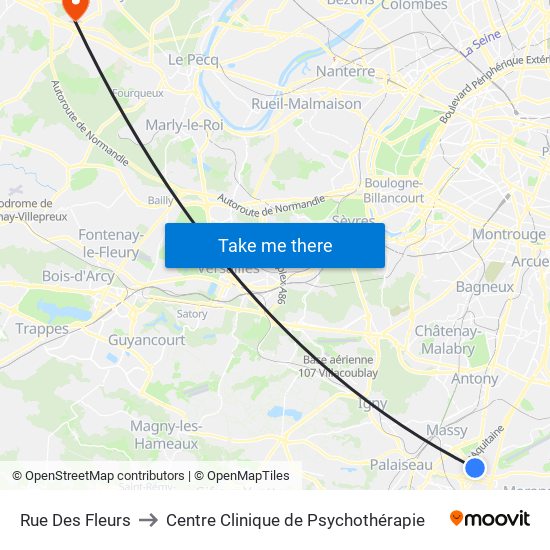 Rue Des Fleurs to Centre Clinique de Psychothérapie map