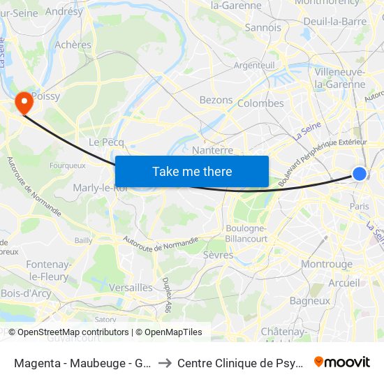 Magenta - Maubeuge - Gare du Nord to Centre Clinique de Psychothérapie map