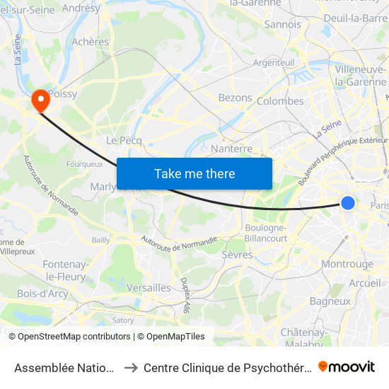 Assemblée Nationale to Centre Clinique de Psychothérapie map