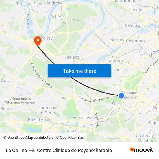 La Colline to Centre Clinique de Psychothérapie map
