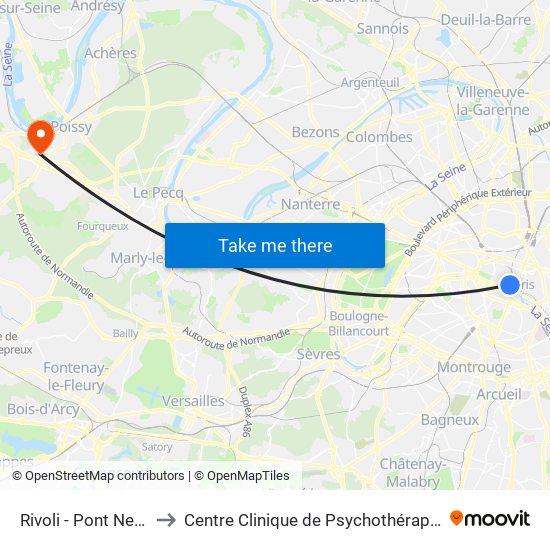 Rivoli - Pont Neuf to Centre Clinique de Psychothérapie map