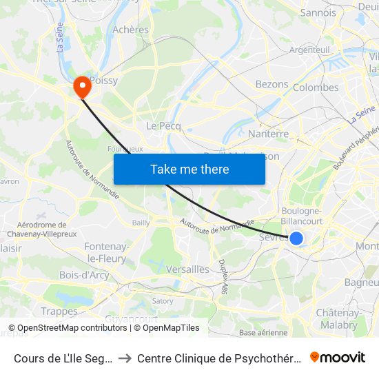 Cours de L'Ile Seguin to Centre Clinique de Psychothérapie map