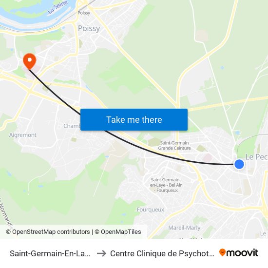 Saint-Germain-En-Laye RER to Centre Clinique de Psychothérapie map