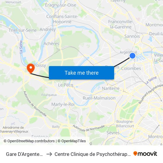 Gare D'Argenteuil to Centre Clinique de Psychothérapie map