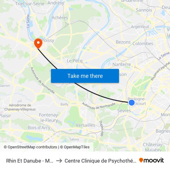 Rhin Et Danube - Métro to Centre Clinique de Psychothérapie map