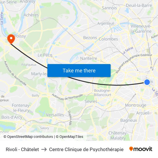 Rivoli - Châtelet to Centre Clinique de Psychothérapie map