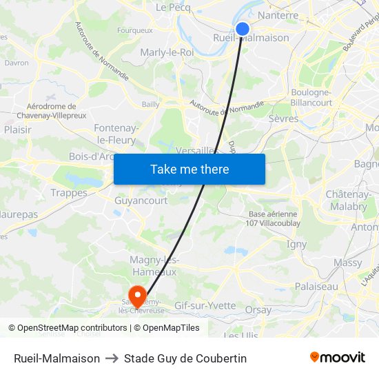 Rueil-Malmaison to Stade Guy de Coubertin map