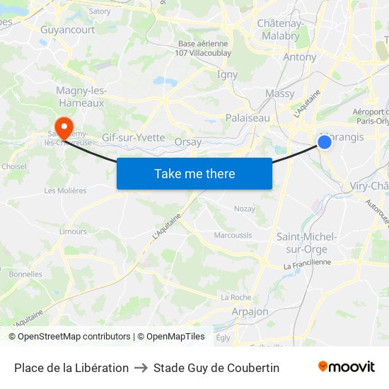 Place de la Libération to Stade Guy de Coubertin map
