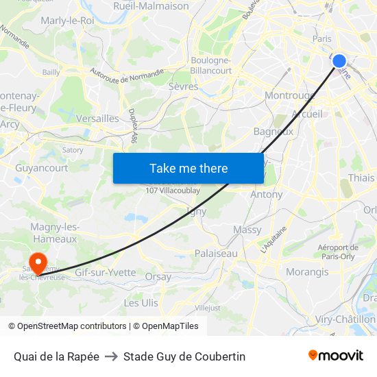 Quai de la Rapée to Stade Guy de Coubertin map
