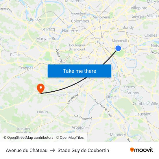 Avenue du Château to Stade Guy de Coubertin map