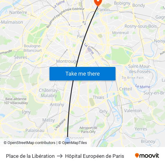 Place de la Libération to Hôpital Européen de Paris map