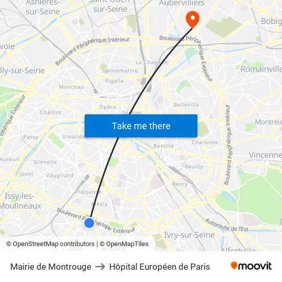Mairie de Montrouge to Hôpital Européen de Paris map