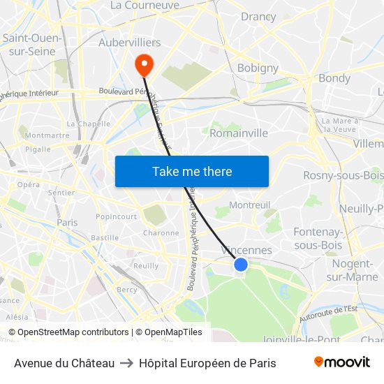 Avenue du Château to Hôpital Européen de Paris map