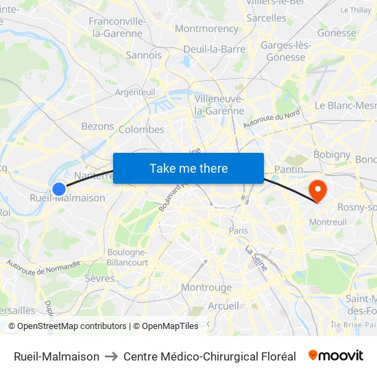 Rueil-Malmaison to Centre Médico-Chirurgical Floréal map