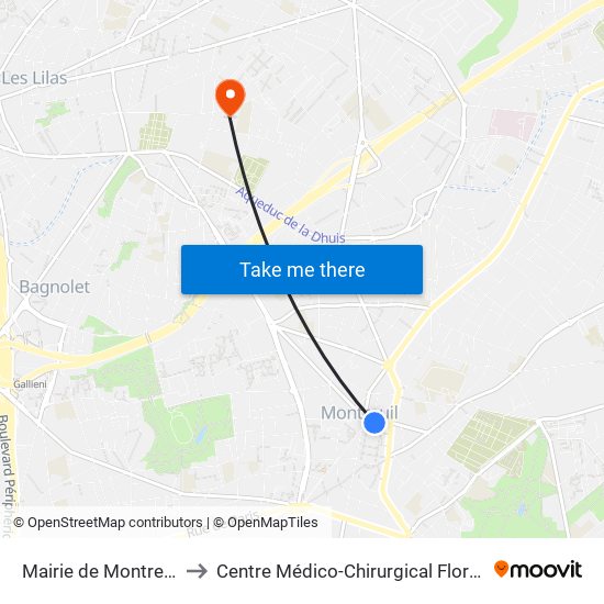 Mairie de Montreuil to Centre Médico-Chirurgical Floréal map