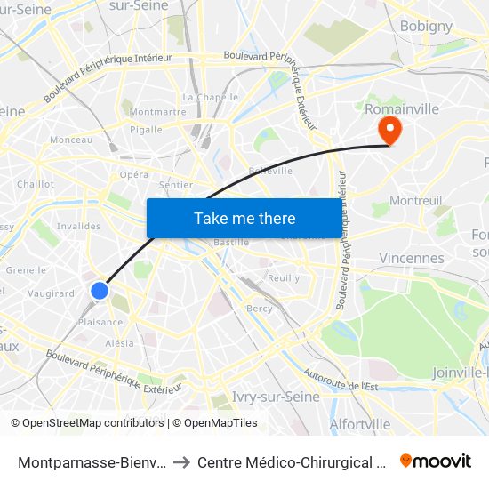 Montparnasse-Bienvenue to Centre Médico-Chirurgical Floréal map