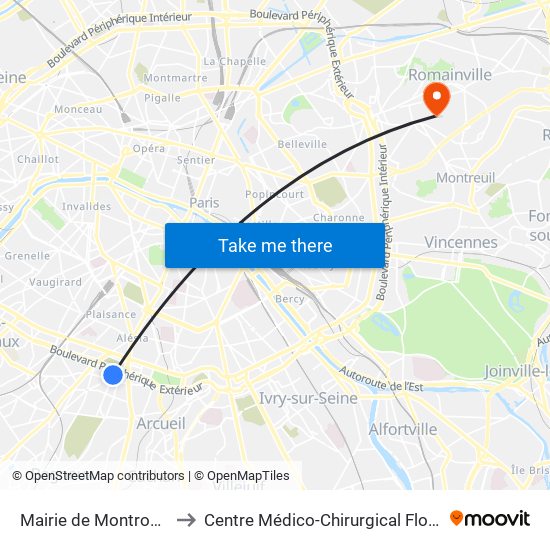 Mairie de Montrouge to Centre Médico-Chirurgical Floréal map