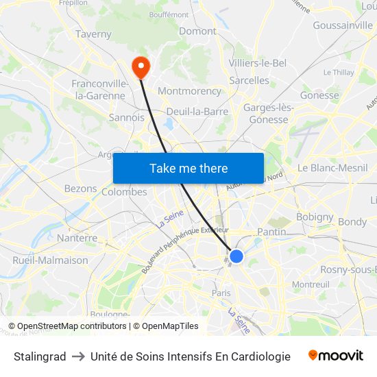 Stalingrad to Unité de Soins Intensifs En Cardiologie map