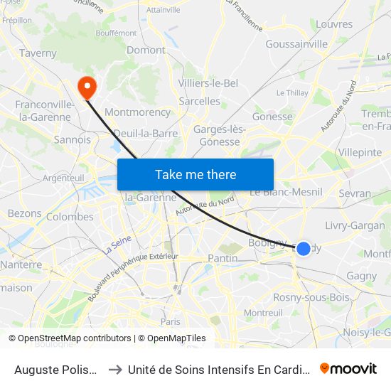 Auguste Polissard to Unité de Soins Intensifs En Cardiologie map