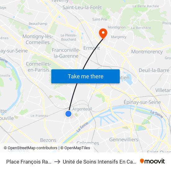 Place François Rabelais to Unité de Soins Intensifs En Cardiologie map
