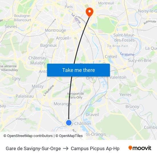 Gare de Savigny-Sur-Orge to Campus Picpus Ap-Hp map
