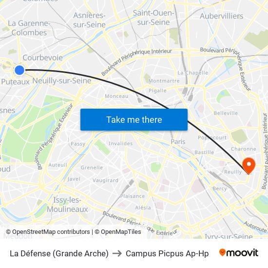 La Défense (Grande Arche) to Campus Picpus Ap-Hp map