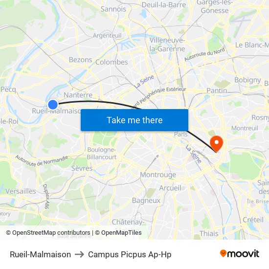Rueil-Malmaison to Campus Picpus Ap-Hp map