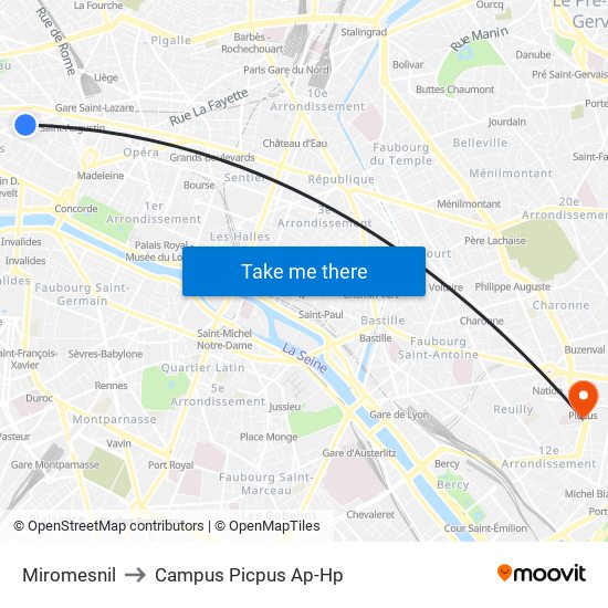 Miromesnil to Campus Picpus Ap-Hp map