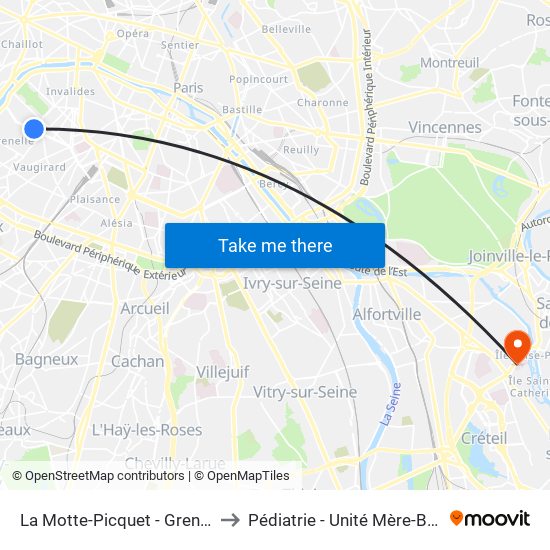 La Motte-Picquet - Grenelle to Pédiatrie - Unité Mère-Bébé map