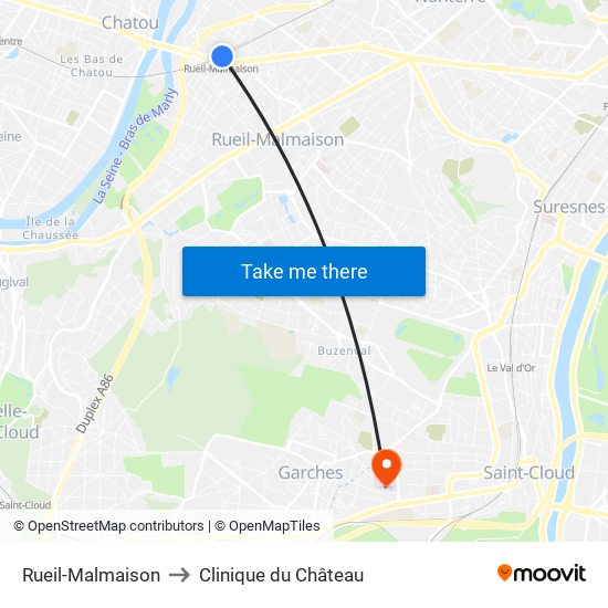 Rueil-Malmaison to Clinique du Château map