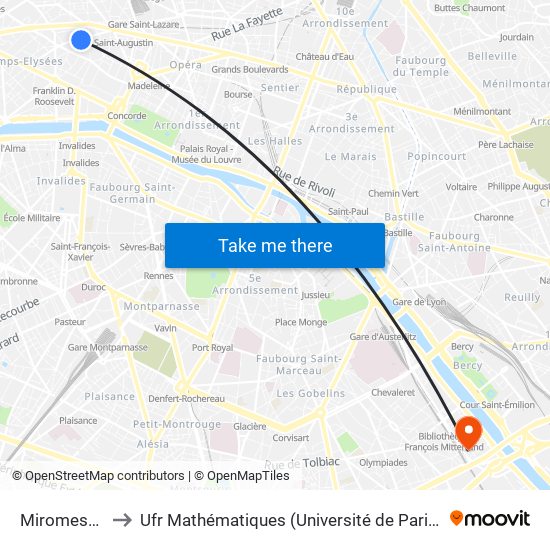 Miromesnil to Ufr Mathématiques (Université de Paris) map