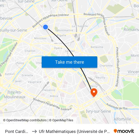 Pont Cardinet to Ufr Mathématiques (Université de Paris) map