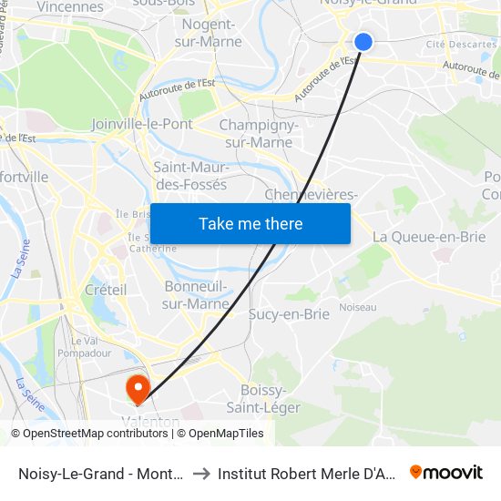 Noisy-Le-Grand - Mont D'Est to Institut Robert Merle D'Aubigné map