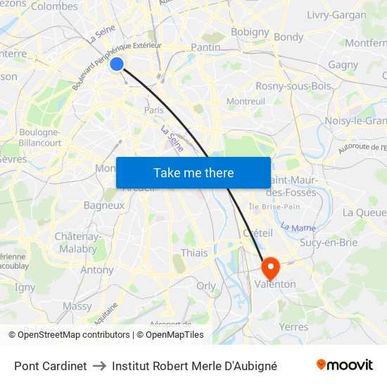 Pont Cardinet to Institut Robert Merle D'Aubigné map