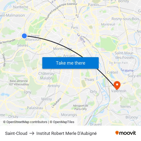 Saint-Cloud to Institut Robert Merle D'Aubigné map
