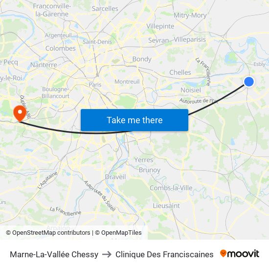 Marne-La-Vallée Chessy to Clinique Des Franciscaines map
