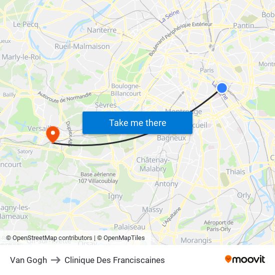 Van Gogh to Clinique Des Franciscaines map