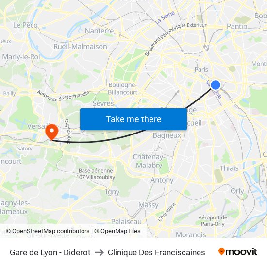 Gare de Lyon - Diderot to Clinique Des Franciscaines map
