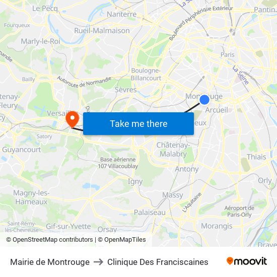 Mairie de Montrouge to Clinique Des Franciscaines map