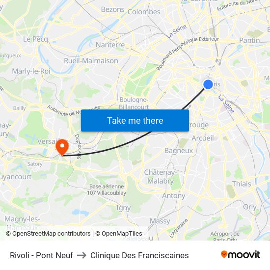 Rivoli - Pont Neuf to Clinique Des Franciscaines map
