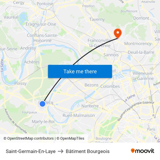 Saint-Germain-En-Laye to Bâtiment Bourgeois map
