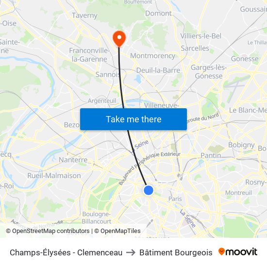 Champs-Élysées - Clemenceau to Bâtiment Bourgeois map